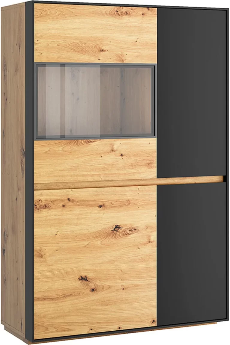 Anrex shkaf s vitrinoy bosco 1v3d dub artisan chernyy anrex 47570 0