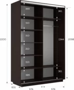 E1 shkaf kupe 2 kh dvernyy ye1 ekspress zerkala e1 1eekd 120 v 25