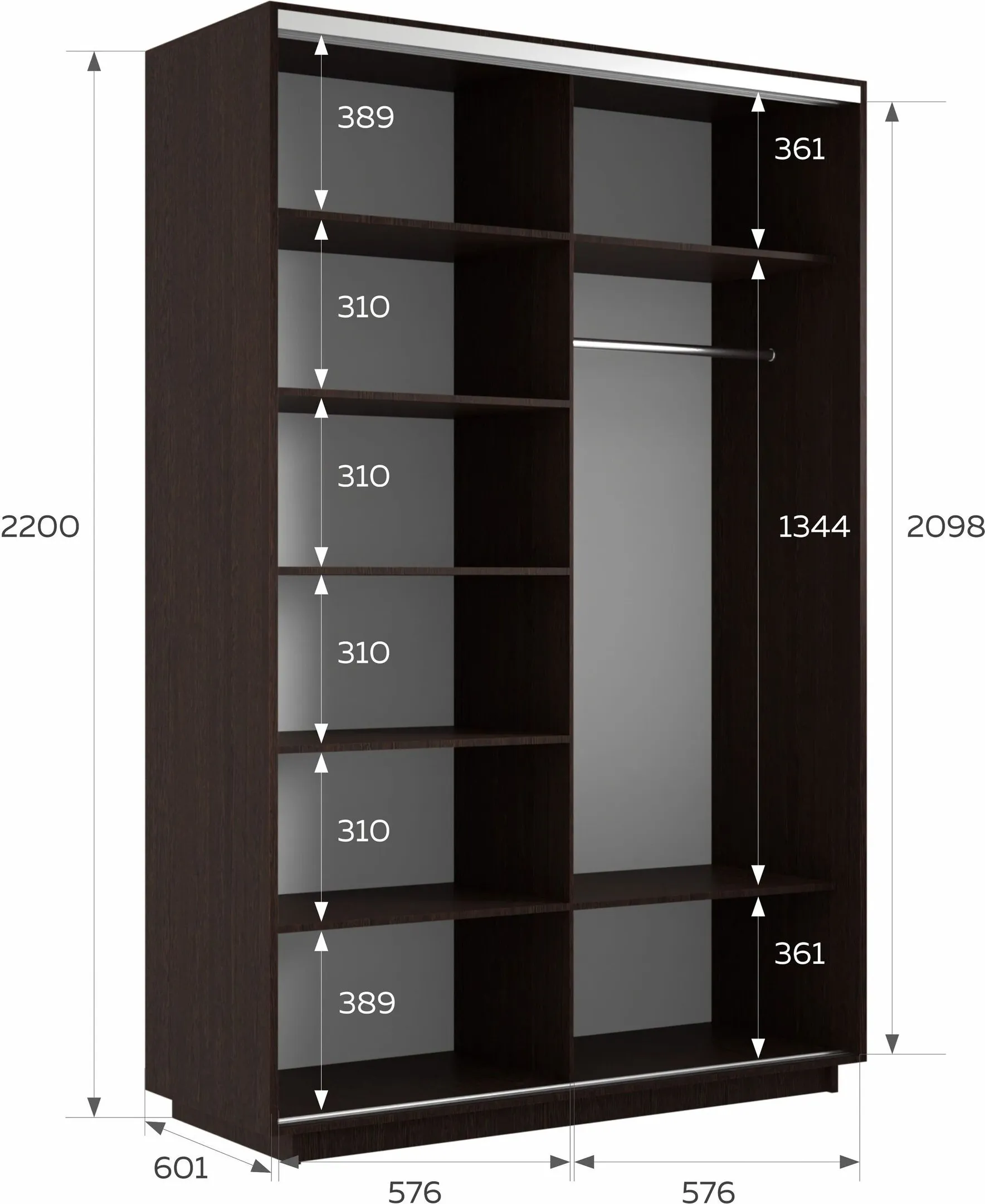 E1 shkaf kupe 2 kh dvernyy ye1 ekspress zerkala e1 1eekd 120 v 25