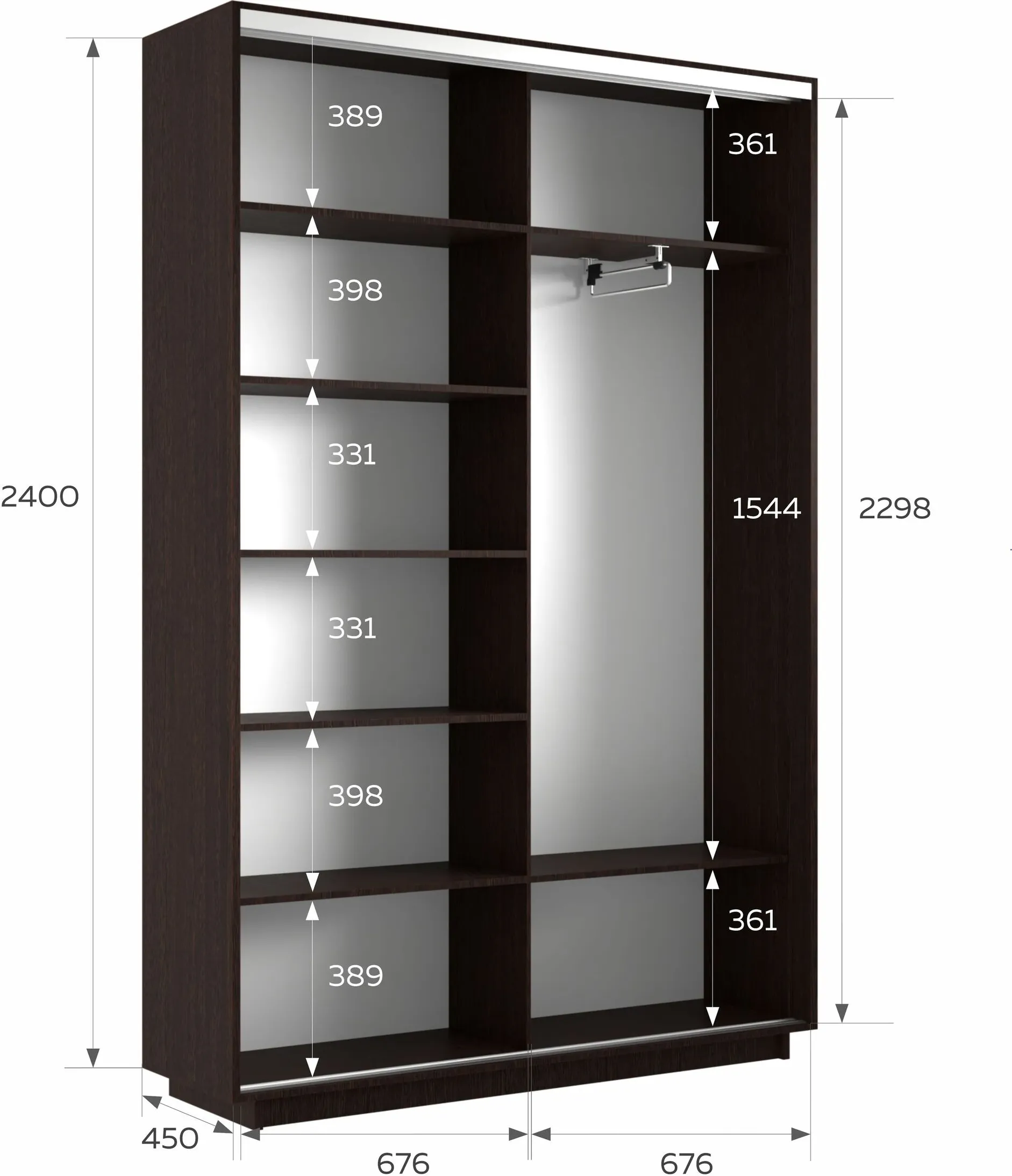 E1 shkaf kupe 2 kh dvernyy ye1 ekspress zerkala e1 45eekd 140240 v 26