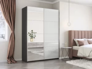 E1 shkaf kupe 2 kh dvernyy ye1 praym zerkalo belyy glyanets e1 1psz 140 dm 7