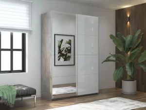 E1 shkaf kupe 2 kh dvernyy ye1 praym zerkalo belyy glyanets e1 1psz 160 bt 18