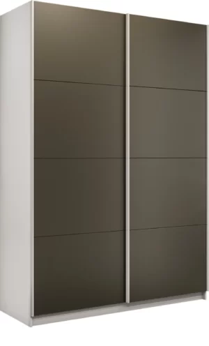 E1 shkaf kupe praym 2 kh dvernyy stekla khaki dovodchiki belyy sneg e1 pssx 160 b 10