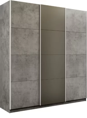 E1 shkaf kupe praym shirokiy 3 kh dvernyy dsp stekla khaki dovodchiki beton e1 wpdsxd 240 bt 10