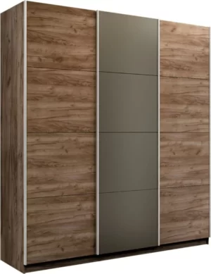 E1 shkaf kupe praym shirokiy 3 kh dvernyy dsp stekla khaki dovodchiki kraft tabachnyy e1 wpdsxd 240 kt 14