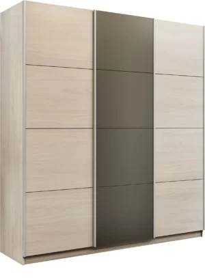 E1 shkaf kupe praym shirokiy 3 kh dvernyy dsp stekla khaki dovodchiki yasen ankor svetlyy e1 wpdsxd 240 sas 17