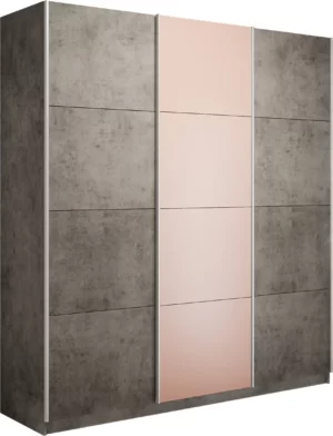 E1 shkaf kupe praym shirokiy 3 kh dvernyy dsp stekla pudra dovodchiki beton e1 wpdspd 240 bt 18