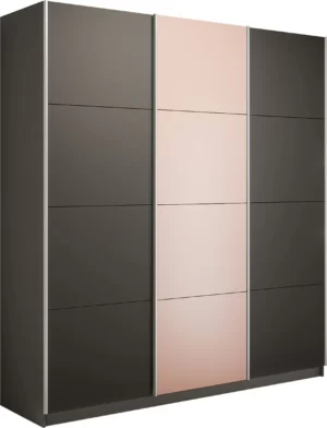 E1 shkaf kupe praym shirokiy 3 kh dvernyy dsp stekla pudra dovodchiki seryy diamant e1 wpdspd 240 dm 10