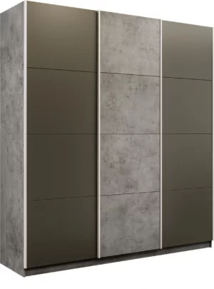 E1 shkaf kupe praym shirokiy 3 kh dvernyy stekla khaki dsp dovodchiki beton e1 wpsxdsx 240 bt 18