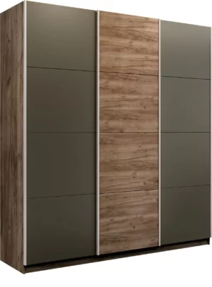 E1 shkaf kupe praym shirokiy 3 kh dvernyy stekla khaki dsp dovodchiki kraft tabachnyy e1 wpsxdsx 240 kt 18