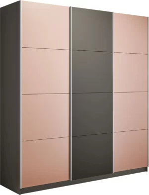 E1 shkaf kupe praym shirokiy 3 kh dvernyy stekla pudra dsp dovodchiki seryy diamant e1 wpspdsp 240 dm 10