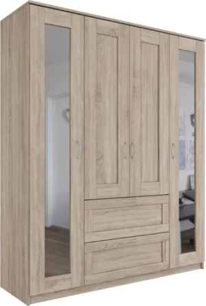 Goodluck shkaf chetyrekhdvernyy s dvumya vydvizhnymi yashchikami i dvumya zerkalami gud lakk sirius goodluck 2 02 01 092 3 6