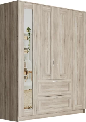 Goodluck shkaf chetyrekhdvernyy s dvumya vydvizhnymi yashchikami i zerkalom gud lakk sirius goodluck 2 02 01 091 3 9