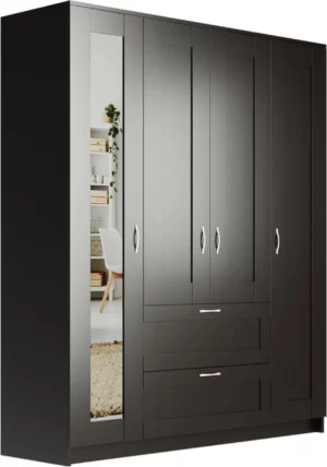 Goodluck shkaf chetyrekhdvernyy s dvumya vydvizhnymi yashchikami i zerkalom gud lakk sirius goodluck 2 02 01 091 5 9