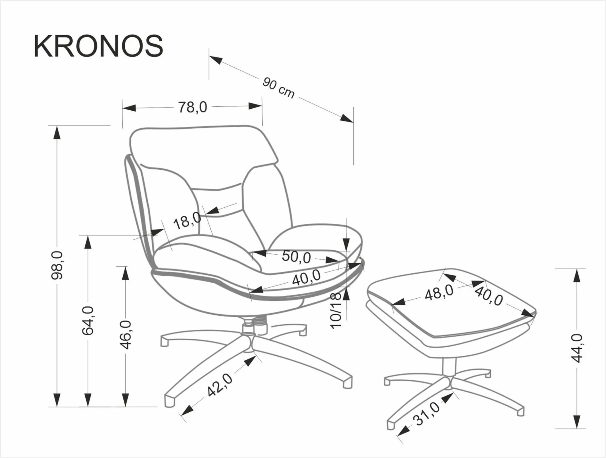 Halmar komplekt kronos kreslo podstavka dlya nog 2 v ch kronos fot 10