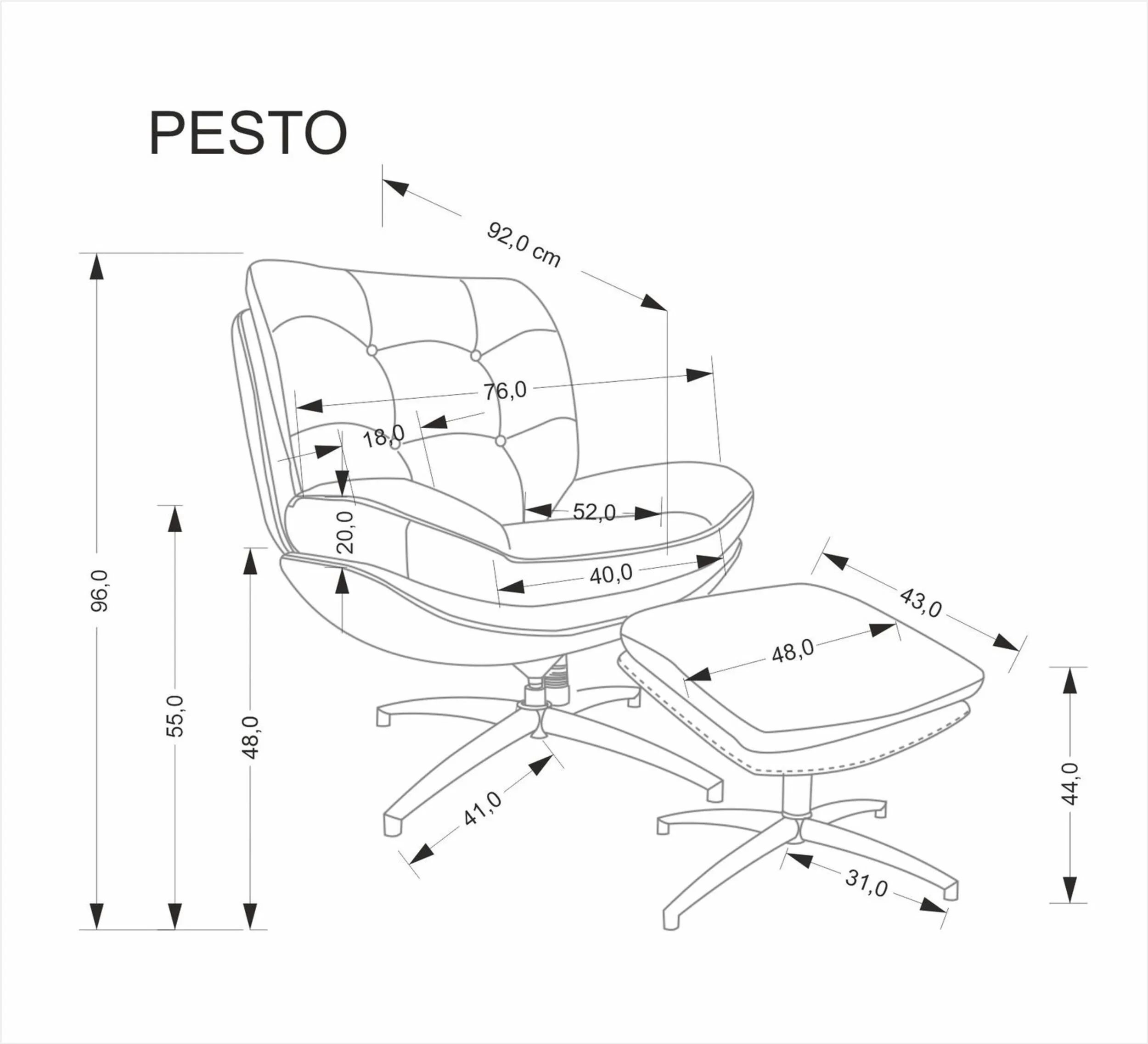 Halmar komplekt pesto kreslo podstavka dlya nog 2 v ch pesto fot bezowy 10