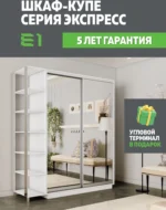 E1shkaf kupe e1 ekspress ut 2 h dvernyj zerkala belyj sneg1 3