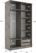 E1shkaf kupe e1 esta 2 h dvernyj 8 stekol pudra beton1 5