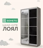 E1shkaf kupe e1 loyal 2 h dvernyj steklo chernoe zerkalo beton1 3