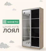 E1shkaf kupe e1 loyal 2 h dvernyj steklo chernoe zerkalo sonoma1 3