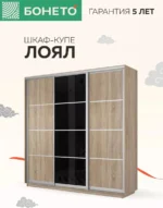 E1shkaf kupe e1 loyal 3 h dvernyj dsp steklo chernoe sonoma1 1