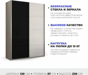 E1shkaf kupe e1 prajm 2 h dvernyj dsp steklo chernoe dovo 307f4f1 0