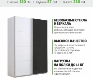 E1shkaf kupe e1 prajm 2 h dvernyj dsp steklo chernoe okut 9362461 0