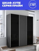 E1shkaf kupe e1 prajm 3 h dvernyj steklo chernoe dsp stek 0190421 5