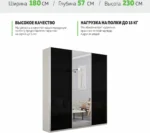 E1shkaf kupe e1 prajm 3 h dvernyj steklo chernoe zerkalo b059411 1