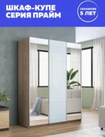 E1shkaf kupe e1 prajm 3 h dvernyj zerkalo steklo beloe ze 00962b1 3