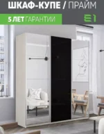 E1shkaf kupe e1 prajm 3 h dvernyj zerkalo steklo chernoe 4678631 7