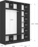 E1shkaf kupe e1 prajm 3 h dvernyj zerkalo steklo chernoe b634501 3